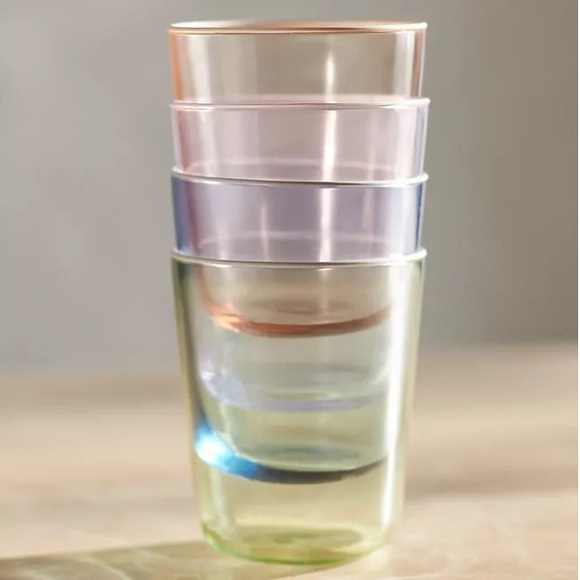 Anthropologie Glasses Set of Four Handpainted Assorted Colors New In Box - Picture 2 of 7
